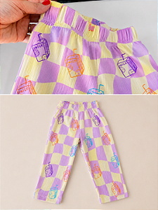 Kit Calça over xadrez lilás