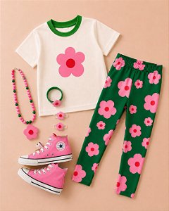 Camiseta Flor verde