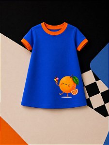 Kit Vestido Azul Laranja