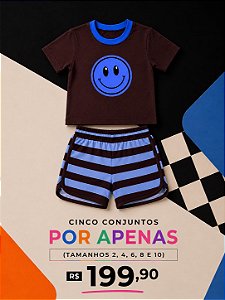 Kit Conjunto listrado Azul e Marrom