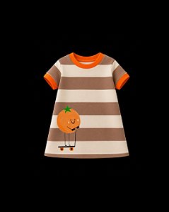 Vestido listrado Marrom Laranja