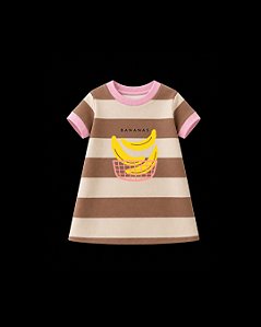 Vestido listrado Marrom Bananas