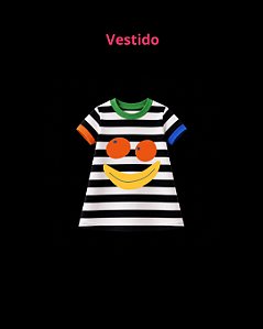 Vestido listrado laranja e banana