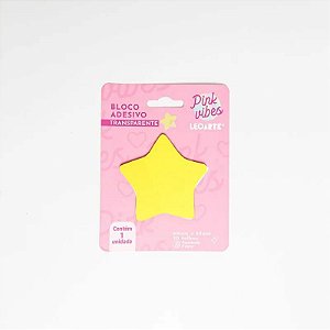 BLOCO ADESIVO PINK VIBES TRANSPARENTE ESTRELA 72MMX72MM 50F LEOARTE