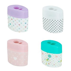 APONTADOR DUPLO PLASTICO OVAL C/ DEPOSITO ESTAMPADO