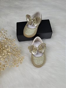 Sapato Infantil Dourado com Gliter Cod: 2041-07   ( 17 ao 22)