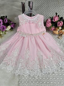 Vestido de Festa Infantil Renda Luxo - Cod: 498  ( P e M )
