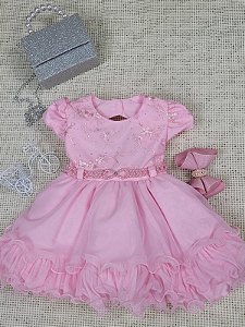 Vestido Festa Infantil Rosa  - Cod: 2254