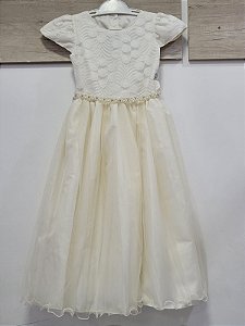 Vestido de Festa Infantil Longo Off  White - Cod: 2866 - (4 ao 14)