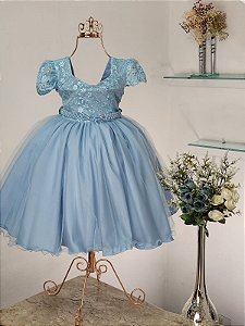 Vestido de Festa Infantil Juvenil Azul  2877 - (4 ao 16)