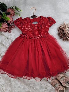 Vestido Festa Infantil Vermelho 2249 (M.G)