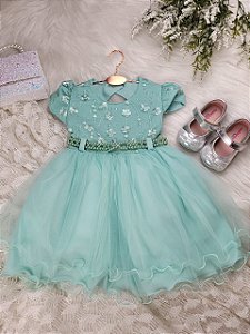 Vestido de Festa Infantil Bebe Verde 2363  (M.G)