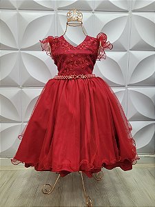 Vestido de Festa Infantil Juvenil Menina Vermelho ( 4 ao 16)   Cod: 2876