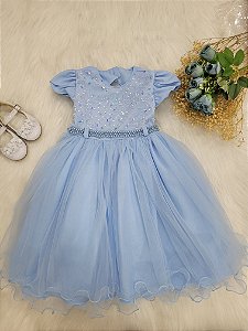 Vestido de Festa Menina Infantil Azul  ( 1 ao 3) Luxo  Cod: 2441
