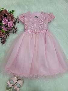 Vestido Menina Infantil Rosa Luxo  ( 1 ao 3 )    Cod: 2406