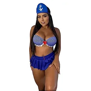 Fantasia Marinheira Listrada Com Bojo