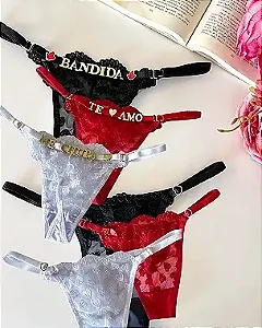Calcinha Fio em Tule com Corações Personalizada