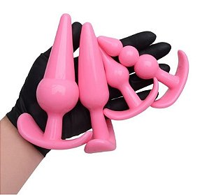 Kit Plug Anal 4 Peças Rosa