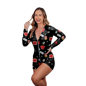Pijama Macaquinho manga longa Netflix
