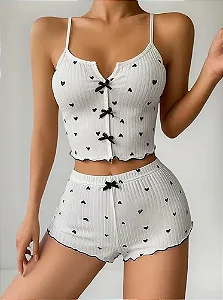 Pijama Coração Preto