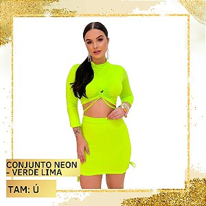 Conjunto Neon - Cropped + Saia