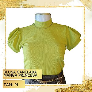 Blusa Canelada Manga Princesa