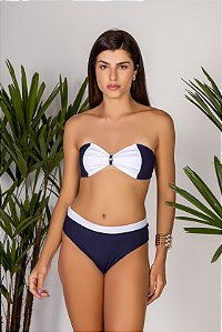 Biquíni Azul Marinho e Branco Malu