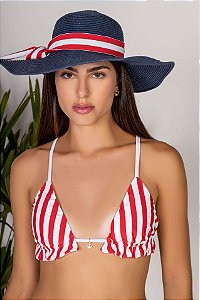 Top de Biquíni Listrado Vermelho Marina