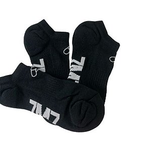 MEIA SOQUETE PRETA KIT COM 3 PARES