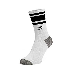 MEIA OLD SCHOOL BRANCA COM PRETO E CINZA ZMZ