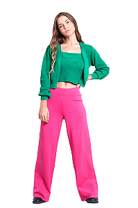 Calça tricot pantalona freddo lisa Rosa Pink