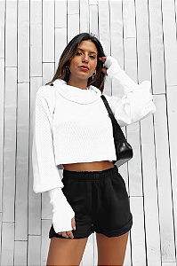 Tricot Cropped Oversized BRANCO