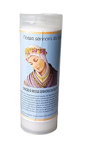 Vela Branca Votiva Nsra Salette c/ PVC e oração