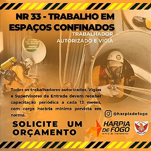 Curso de Trabalho em Espaços Confinados - Trabalhador Autorizado e Vigia