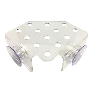 SUPORTE DE ACRILICO SOMA COM VENTOSA DE PRESSAO (14X14X6CM) 13 FUROS