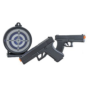 Kit 2 Pistolas Airsoft Vigor V307 Mola 6mm + Alvo Gel - Rossi