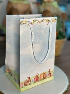 Sacola presente linha caça aos ovos medida 12x20x10cm PACOTE COM 20UNIDADES