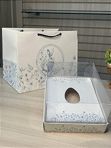 Kit sacola + caixa para 1 ovo de Páscoa - Coleção Blue (20 unidades)