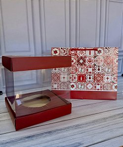 Kit sacola + caixa para panetone 500gr - Coleção Azulejo (40 unidades)
