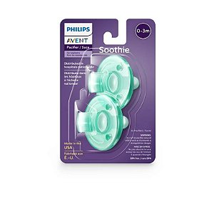 Chupeta Soothie Philips Avent 0-3 Meses, Verde ( Pacote com 2 )