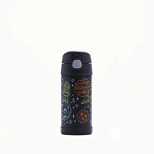 Garrafa Térmica Infantil Funtainer F401 Astronauta Preta Thermos - 355ml