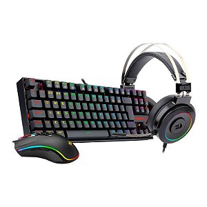 Kit Gamer Redragon Headset Teclado e Mouse S125 RGB Kumara+Lamia+Cobra - S125