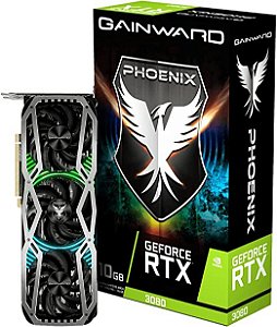 Placa de Video Gainward GeForce RTX 3080 Phoenix V1 LHR 10GB GDDR6X 320-bit - NED3080019IA132AX V1 REEMBALADA