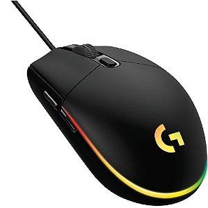 Mouse Gamer Logitech G203 RGB Lightsync 6 Botões 8000 DPI Preto - 910-005793