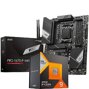 Kit Upgrade AMD Ryzen 9 7950X3D + Placa Mãe MSI PRO X670-P WIFI DDR5 AM5 ATX