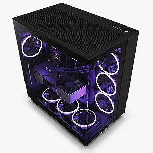 Gabinete NZXT H9 FLOW Mid-Tower Vidro Temperado Preto - CM-H91FB-01