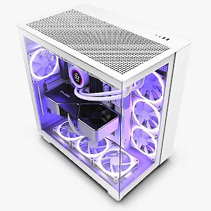 Gabinete NZXT H9 FLOW Mid-Tower Vidro Temperado Branco - CM-H91FW-01