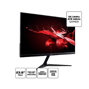 Monitor Gamer Acer Nitro RG241Y LED 23.8 Full HD 165Hz 1ms IPS FreeSync Premium 2HDMI DP HDR10 Preto - UM.QR1AA.P02