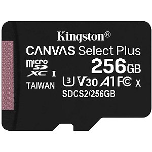 Cartão de Memória Kingston Canvas Select Plus MicroSD 256GB + Adaptador SD - SDCS2/256GB