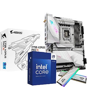 Kit Upgrade Intel Core I9 14900K + Placa Mãe Gigabyte Z790 Aorus Pro X White WIFI 7 LGA 1700 ATX DDR5 + Memória Adata XPG Lancer Blade RGB Branca 32GB (2x16GB) DDR5 6400Mhz C32 - AX5U6400C3216G-SLABRWH